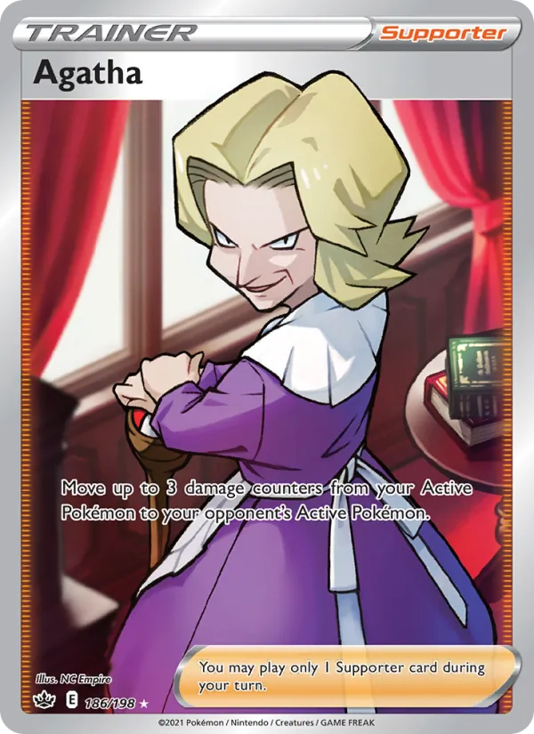 Agatha Holo 186/198 Chilling Reign Pokémon Card