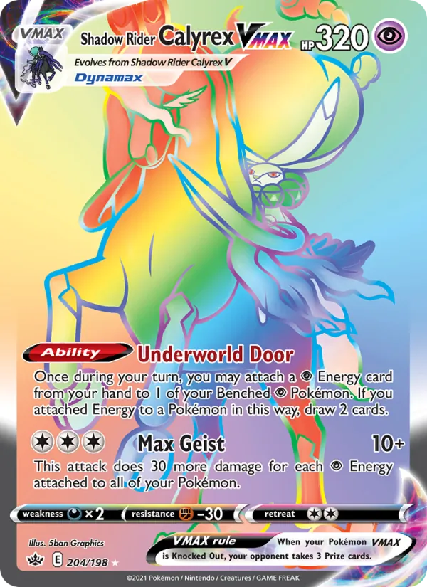 Shadow Rider Calyrex VMAX Holo 204/198 Chilling Reign Pokémon Card
