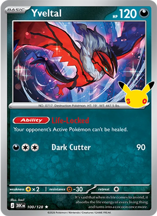 Yveltal Normal 100/128 30th Celebration Pokémon Card