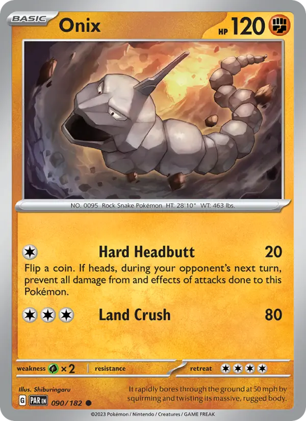 Onix Reverse Holo 090/182 Paradox Rift Pokémon Card
