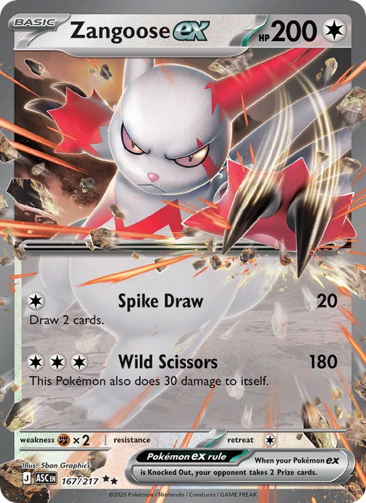 Zangoose ex Holo 167/217 Ascended Heroes Pokémon Card