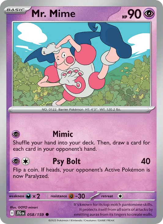 Mr. Mime Normal 058/159 Journey Together Pokémon Card