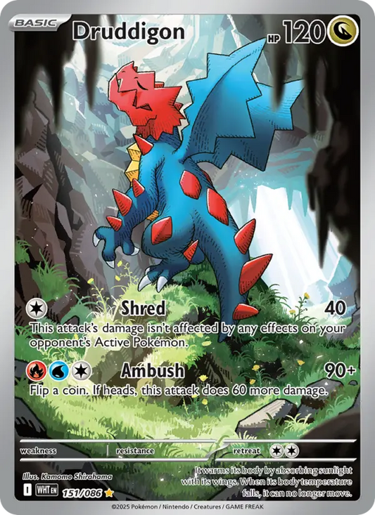 Druddigon Holo 151/86 White Flare Pokémon Card