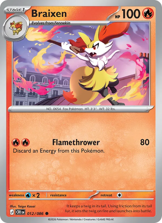Braixen Normal 012/86 Chaos Rising Pokémon Card