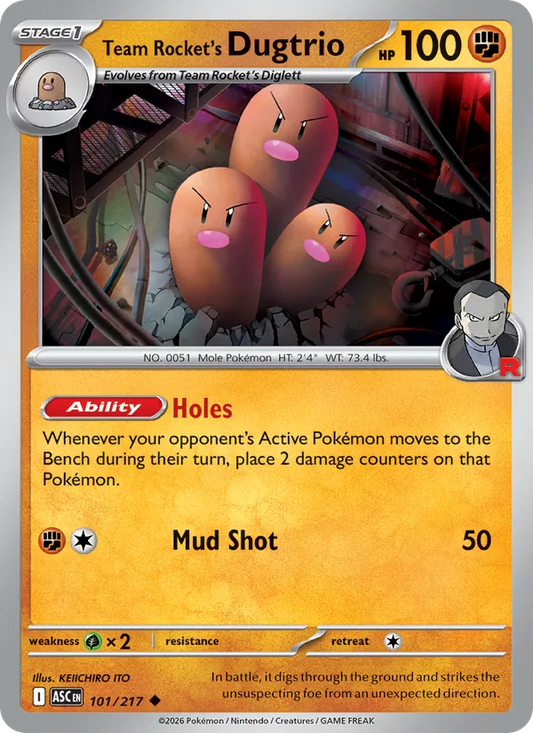Team Rocket's Dugtrio Normal 101/217 Ascended Heroes Pokémon Card