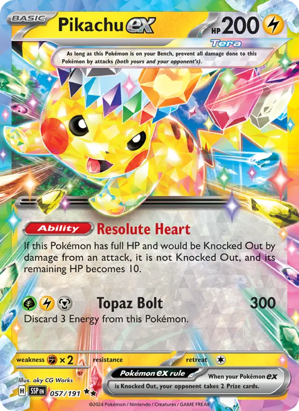 Pikachu ex Holo 057/191 Surging Sparks Pokémon Card