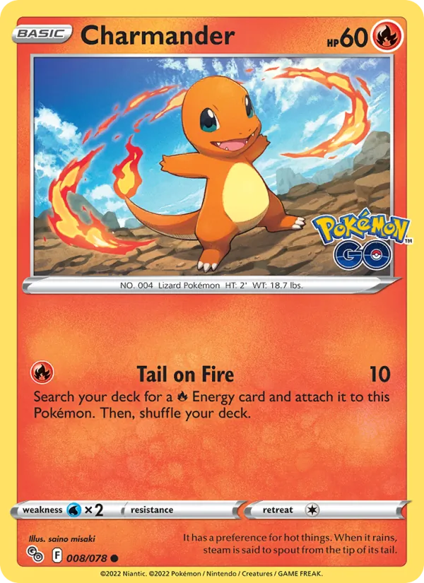 Charmander Reverse Holo 008/78 Pokémon GO Pokémon Card