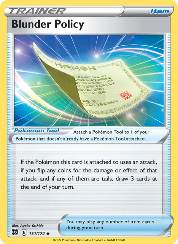 Blunder Policy Reverse Holo 131/172 Brilliant Stars Pokémon Card