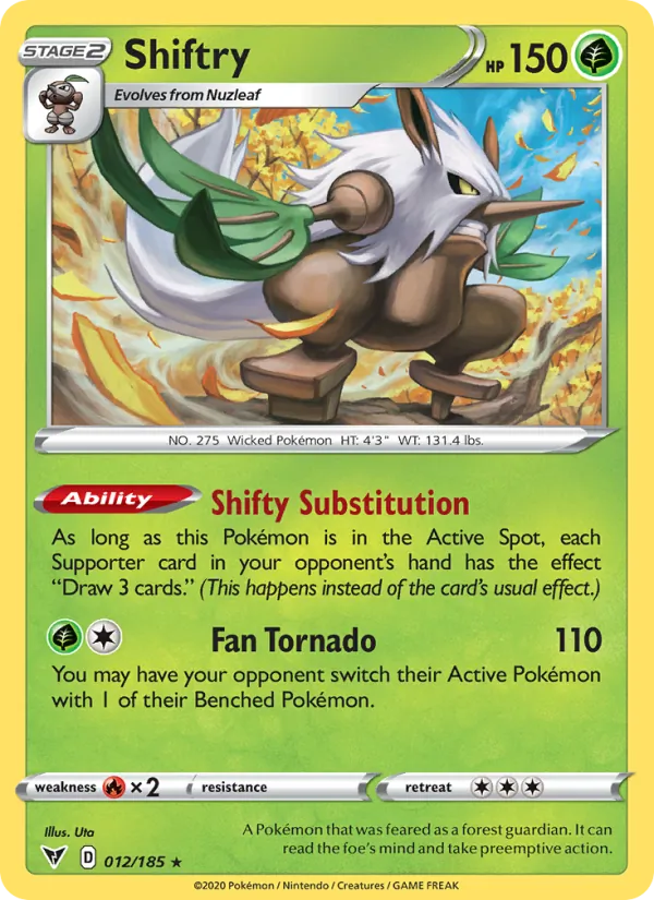 Shiftry Reverse Holo 012/185 Vivid Voltage Pokémon Card