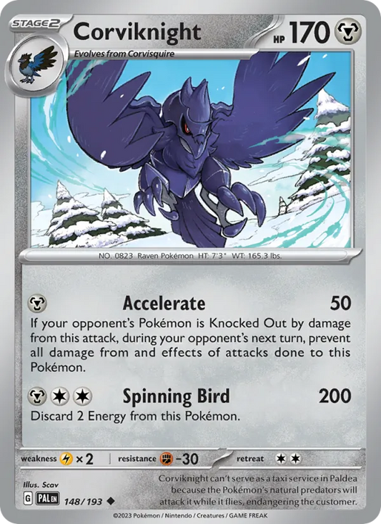 Corviknight Normal 148/193 Paldea Evolved Pokémon Card