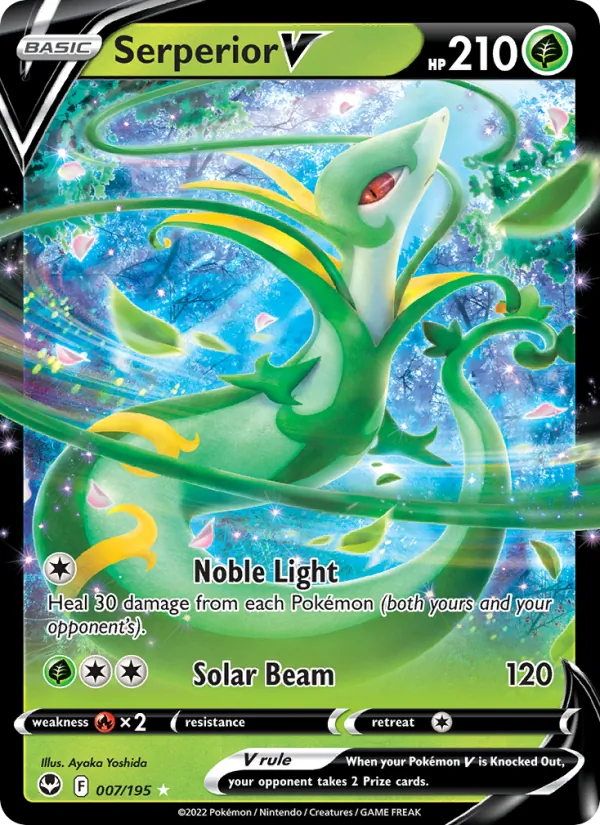Serperior V Holo 007/195 Silver Tempest Pokémon Card