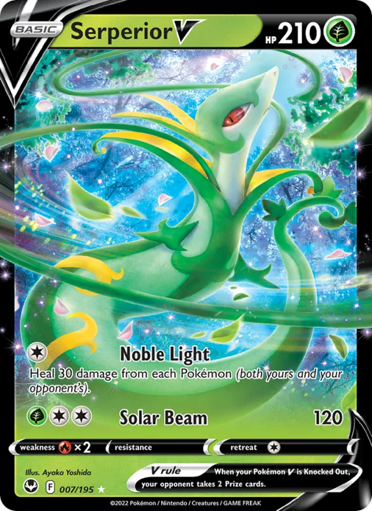 Serperior V Holo 007/195 Silver Tempest Pokémon Card