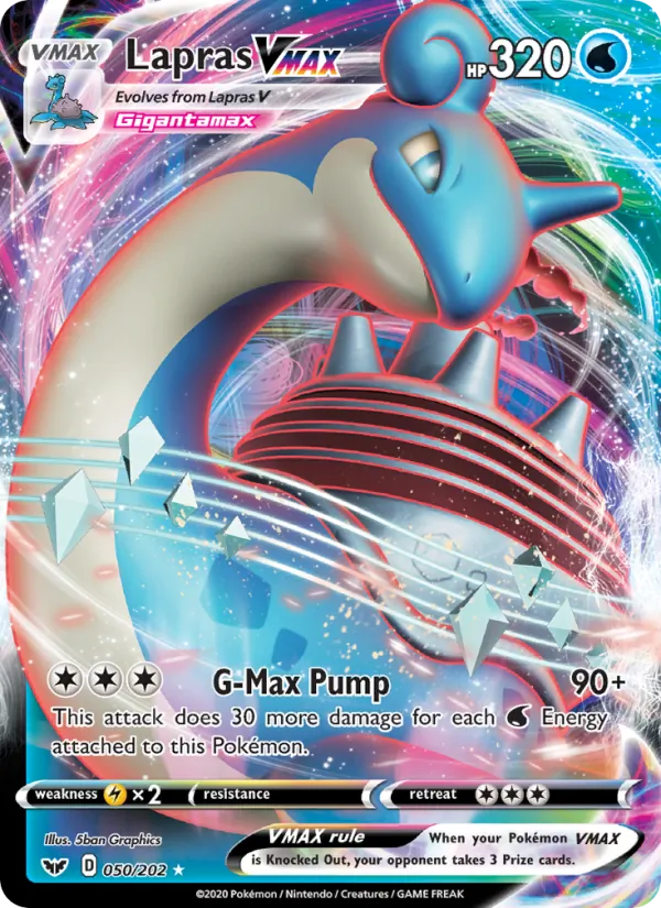 Lapras VMAX Holo 050/202 Sword & Shield Pokémon Card
