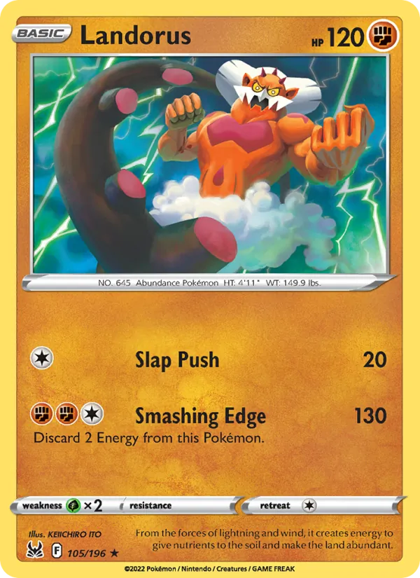 Landorus Reverse Holo 105/196 Lost Origin Pokémon Card