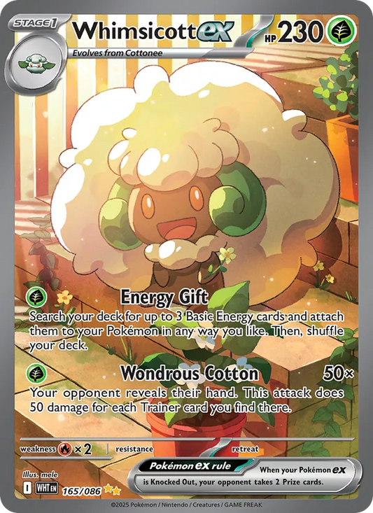 Whimsicott ex Holo 165/86 White Flare Pokémon Card