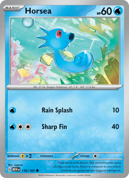 Horsea Normal 116/165 151 Pokémon Card
