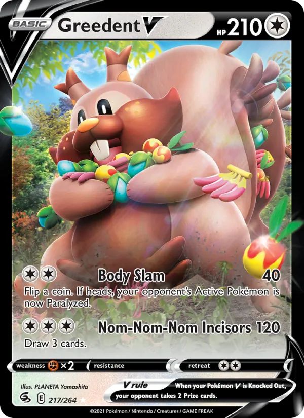 Greedent V Holo 217/264 Fusion Strike Pokémon Card