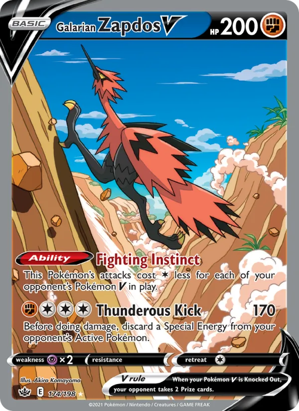 Galarian Zapdos V Holo 174/198 Chilling Reign Pokémon Card