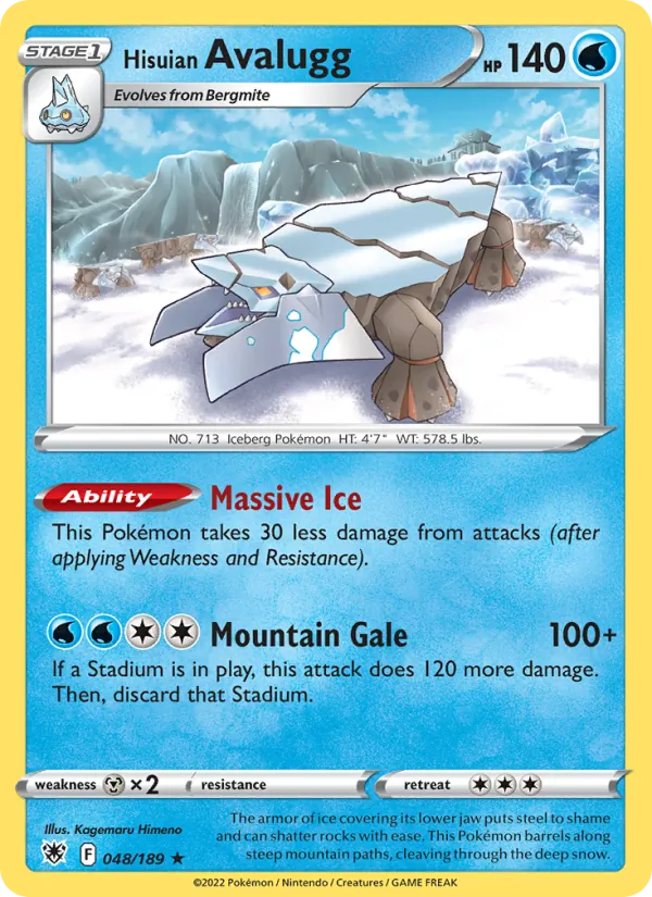 Hisuian Avalugg Reverse Holo 048/189 Astral Radiance Pokémon Card