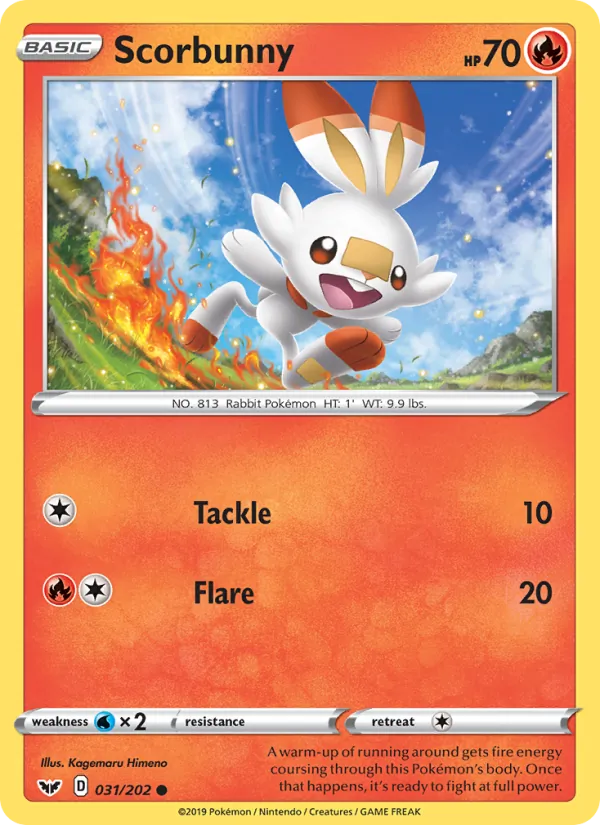 Scorbunny Reverse Holo 031/202 Sword & Shield Pokémon Card