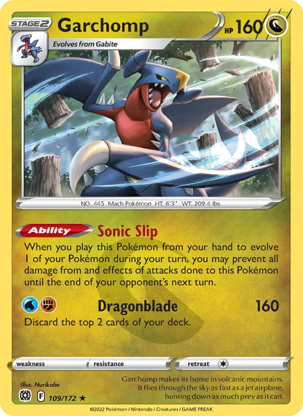 Garchomp Reverse Holo 109/172 Brilliant Stars Pokémon Card