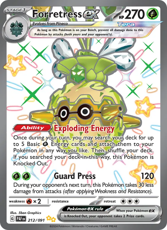 Forretress ex Holo 212/91 Paldean Fates Pokémon Card