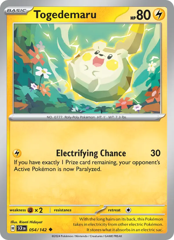 Togedemaru Reverse Holo 054/142 Stellar Crown Pokémon Card