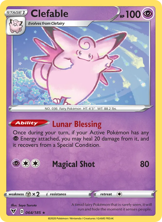 Clefable Reverse Holo 064/185 Vivid Voltage Pokémon Card