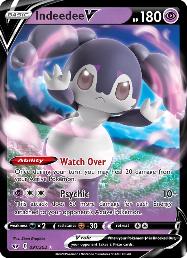 Indeedee V Holo 091/202 Sword & Shield Pokémon Card