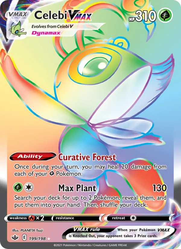 Celebi VMAX Holo 199/198 Chilling Reign Pokémon Card