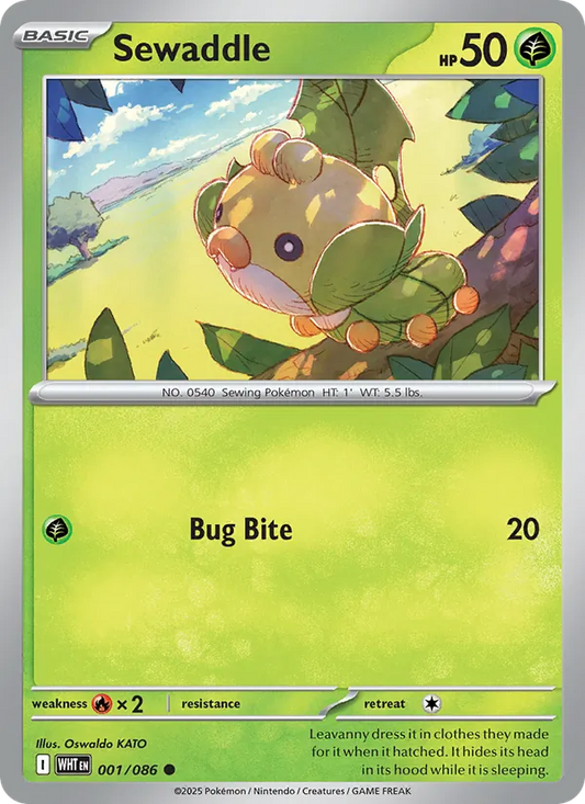 Sewaddle Normal 001/86 White Flare Pokémon Card
