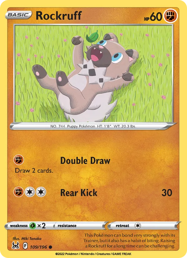 Rockruff Reverse Holo 109/196 Lost Origin Pokémon Card