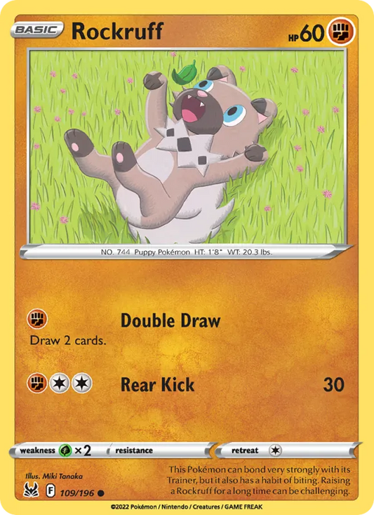 Rockruff Reverse Holo 109/196 Lost Origin Pokémon Card