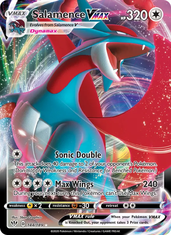 Salamence VMAX Holo 144/189 Darkness Ablaze Pokémon Card
