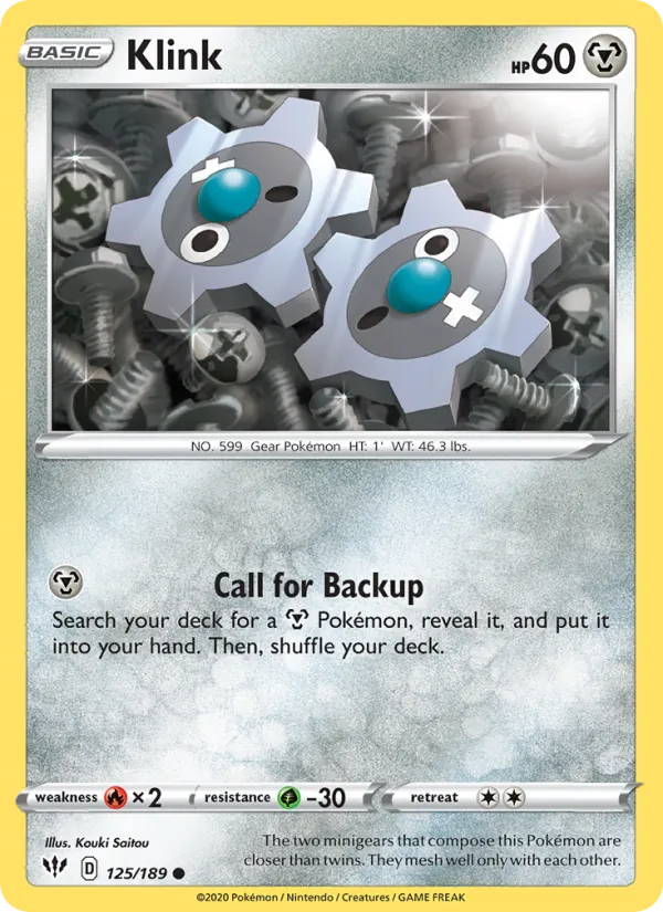 Klink Reverse Holo 125/189 Darkness Ablaze Pokémon Card