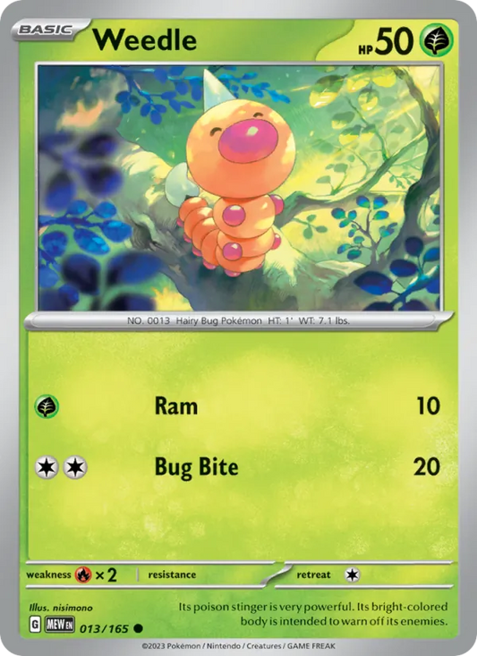 Weedle Normal 013/165 151 Pokémon Card
