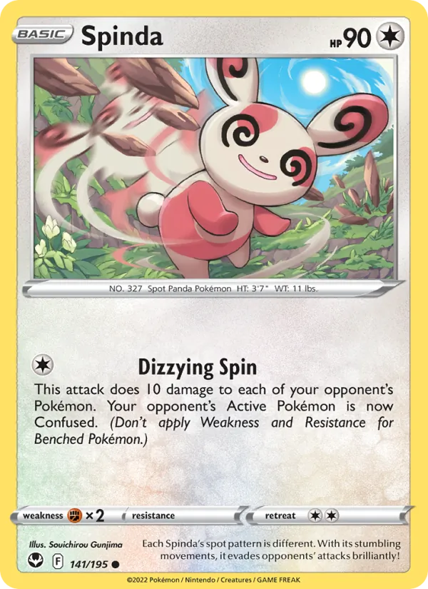 Spinda Reverse Holo 141/195 Silver Tempest Pokémon Card