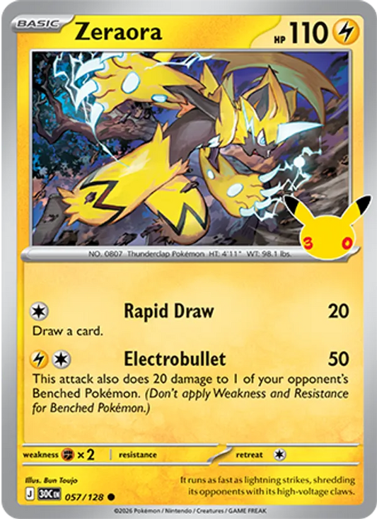 Zeraora Normal 057/128 30th Celebration Pokémon Card