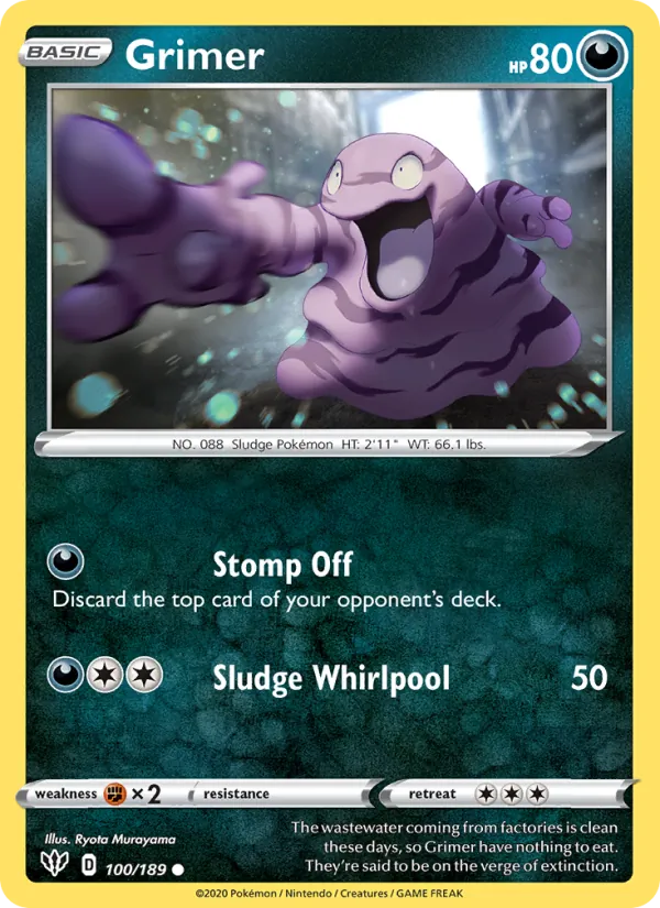 Grimer Reverse Holo 100/189 Darkness Ablaze Pokémon Card