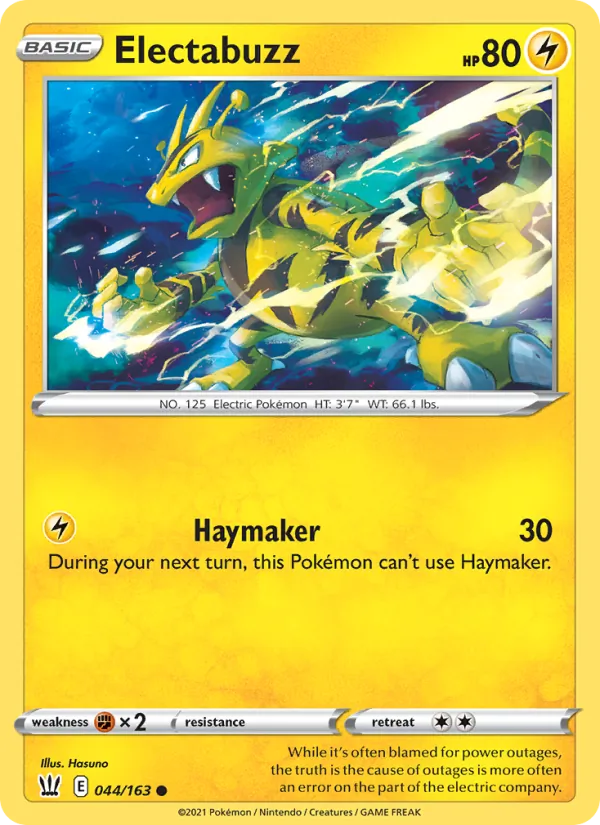 Electabuzz Reverse Holo 044/163 Battle Styles Pokémon Card