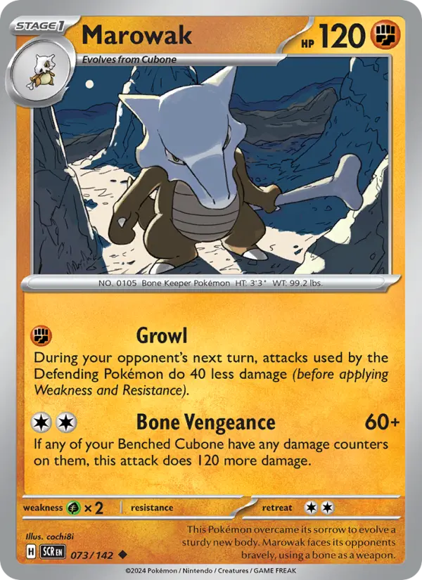 Marowak Reverse Holo 073/142 Stellar Crown Pokémon Card