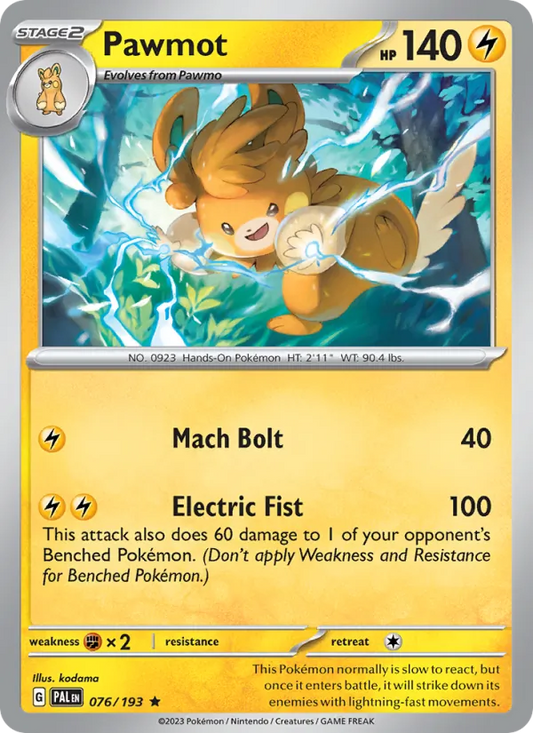 Pawmot Holo 076/193 Paldea Evolved Pokémon Card