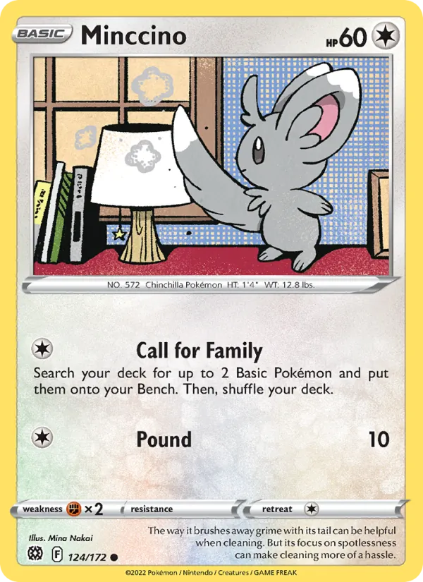 Minccino Reverse Holo 124/172 Brilliant Stars Pokémon Card