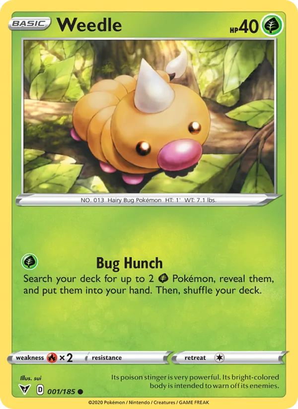 Weedle Reverse Holo 001/185 Vivid Voltage Pokémon Card