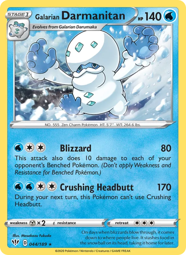 Galarian Darmanitan Reverse Holo 044/189 Darkness Ablaze Pokémon Card
