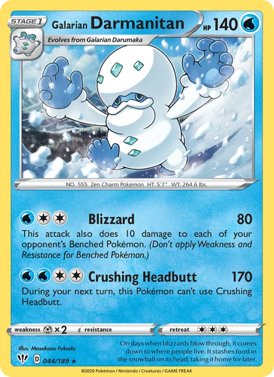 Galarian Darmanitan Reverse Holo 044/189 Darkness Ablaze Pokémon Card
