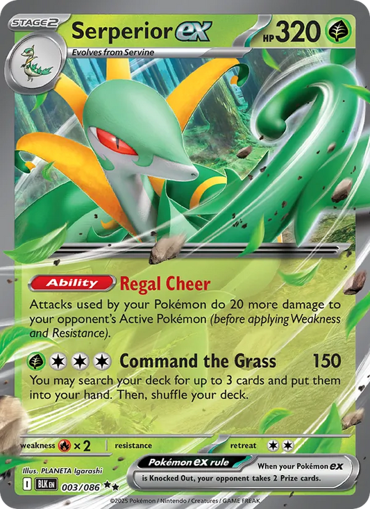 Serperior ex Holo 003/86 Black Bolt Pokémon Card