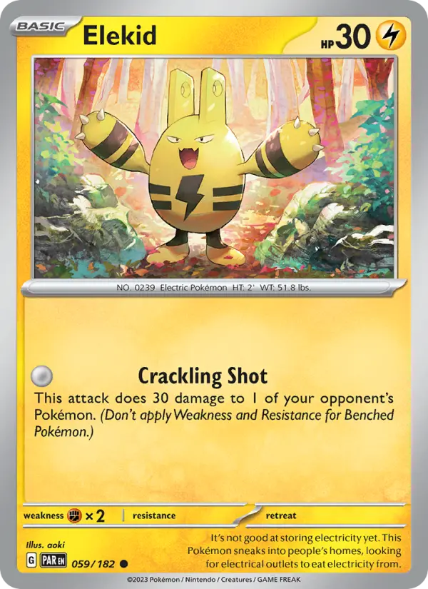 Elekid Reverse Holo 059/182 Paradox Rift Pokémon Card