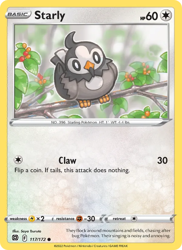 Starly Reverse Holo 117/172 Brilliant Stars Pokémon Card