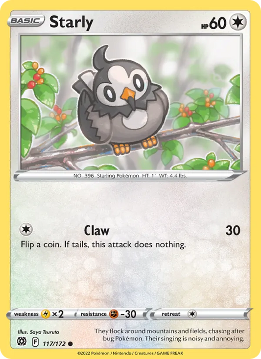 Starly Reverse Holo 117/172 Brilliant Stars Pokémon Card